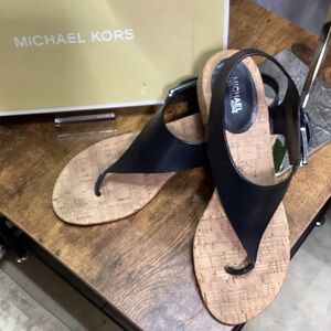 Michael Kors Black Leather Sandals